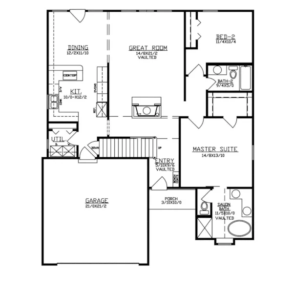 Traditional House Plan First Floor - Harmon Park Ranch Hom 086D-0142 - Shop House Plans and More