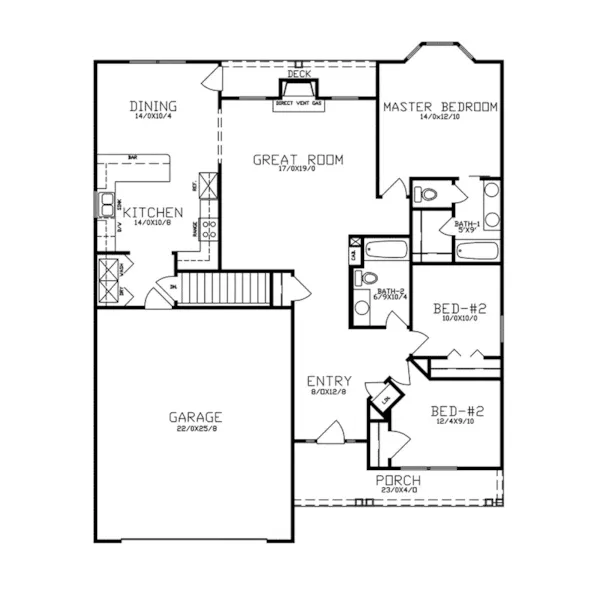 Country House Plan First Floor - Kendall Lane Ranch Home 086D-0143 - Shop House Plans and More