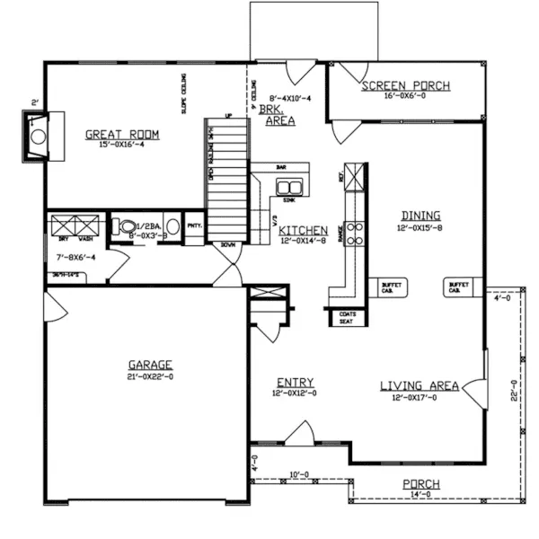 Country House Plan First Floor - Perkins Mill Country Home 086D-0146 - Shop House Plans and More