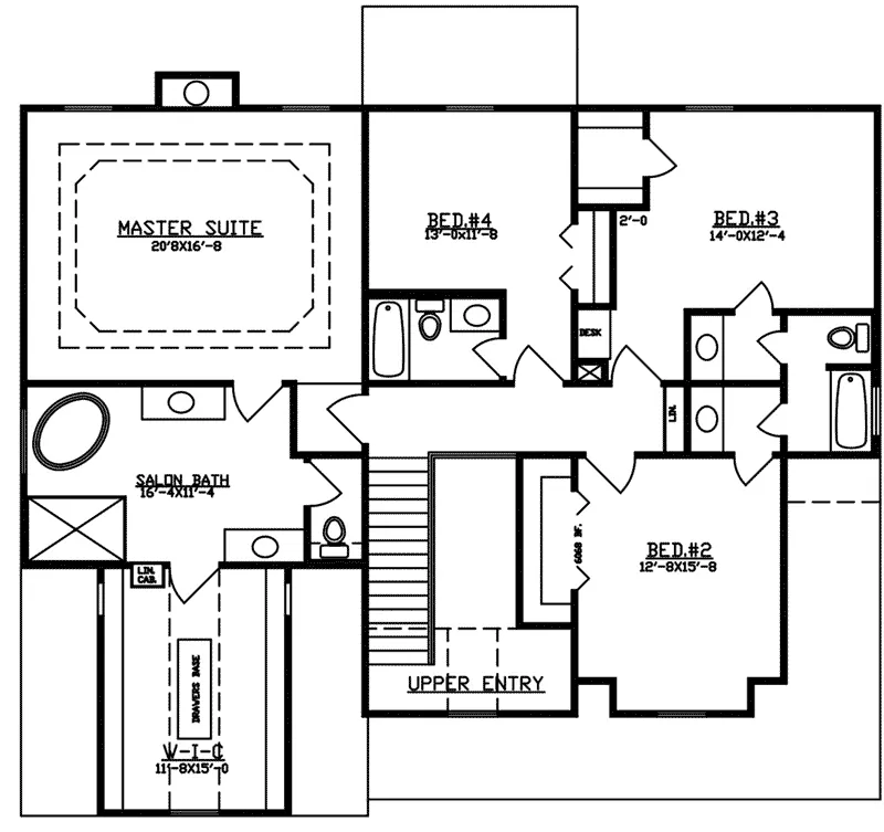 Traditional House Plan Second Floor - 086D-0148 - Shop House Plans and More