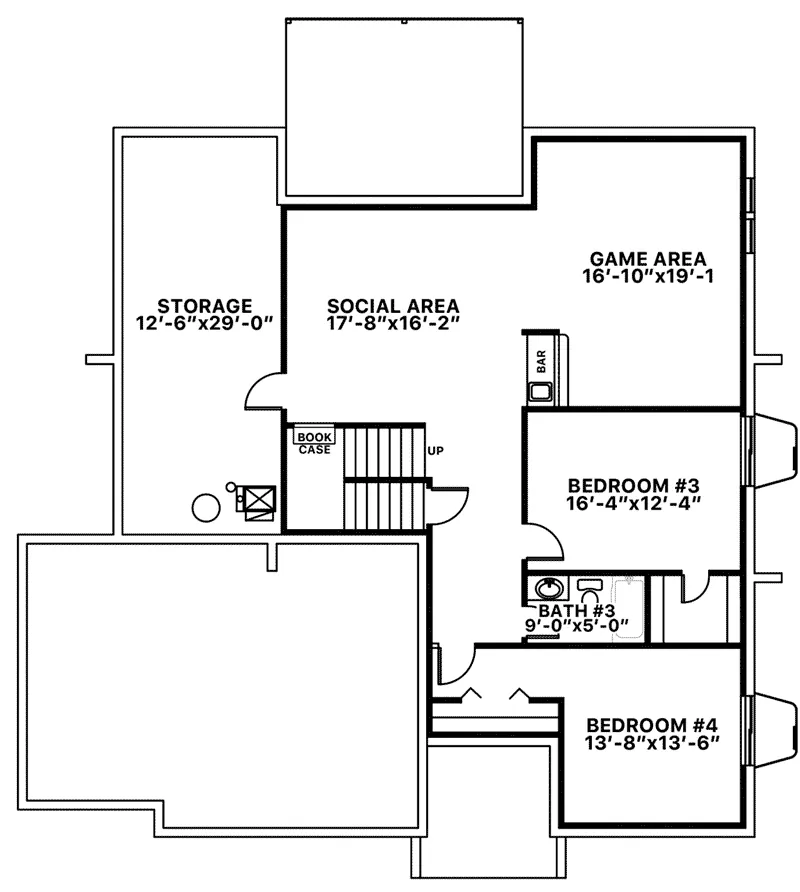 Ranch House Plan Lower Level Floor - 086D-0149 - Shop House Plans and More