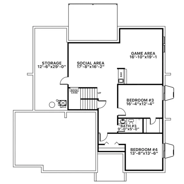 Ranch House Plan Lower Level Floor - Camilla Lane Ranch Home 086D-0149 - Shop House Plans and More