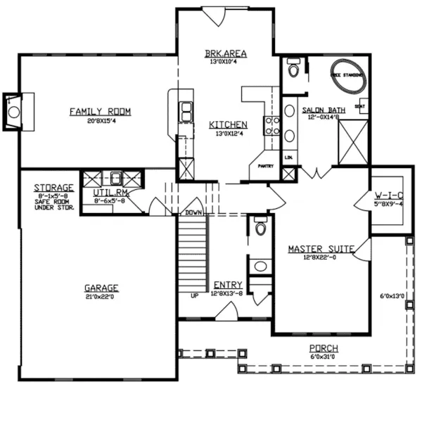 Traditional House Plan First Floor - Dollman Country Home 086D-0150 - Shop House Plans and More