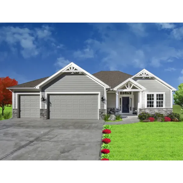 Ranch House Plan Front of Home - Georgina Lane Ranch Home 086D-0151 - Shop House Plans and More