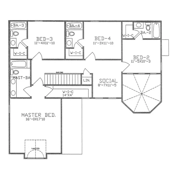 Traditional House Plan Second Floor - 086D-0170 | House Plans and More