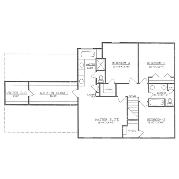 Traditional House Plan Second Floor - 086D-0174 | House Plans and More