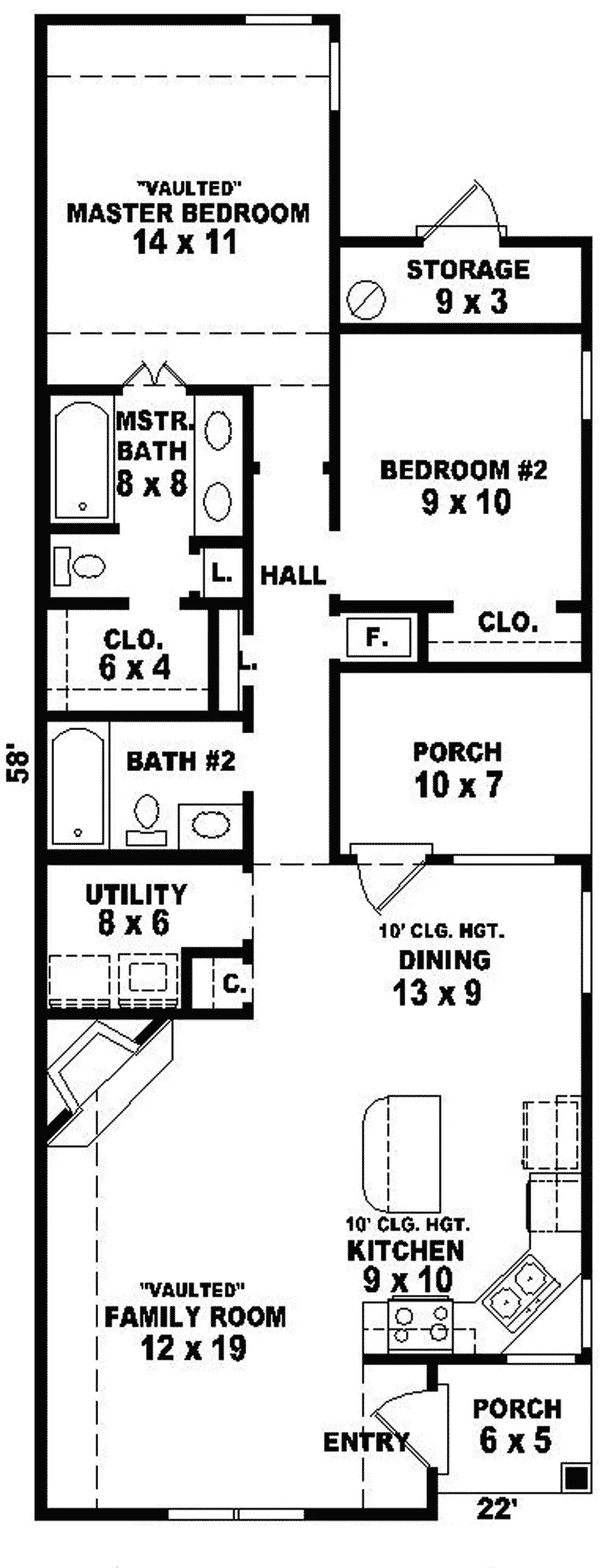 Traditional House Plan First Floor - Dovergate Ranch Home 087D-0002 - Search House Plans and More