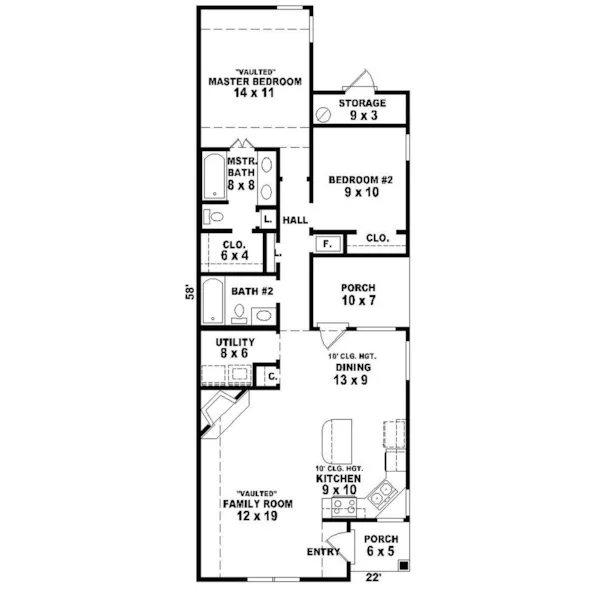 Traditional House Plan First Floor - Dovergate Ranch Home 087D-0002 - Search House Plans and More