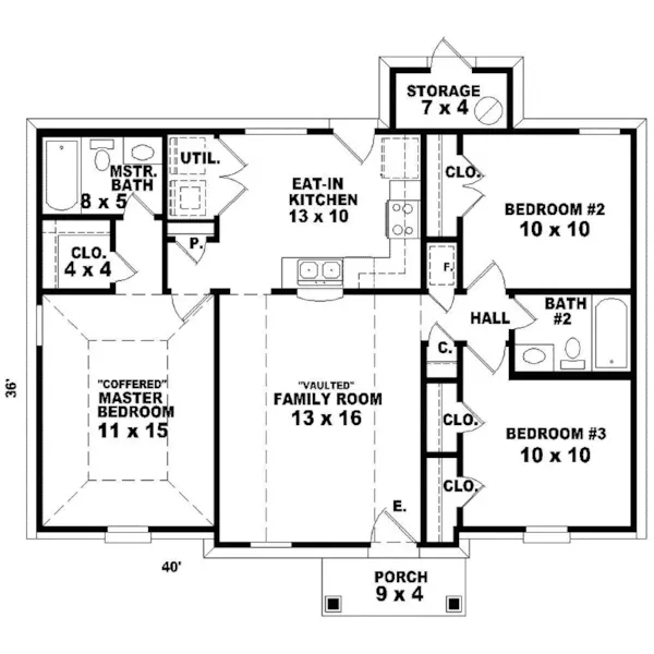 Ranch House Plan First Floor - Summit Place Traditional Home 087D-0004 - Shop House Plans and More