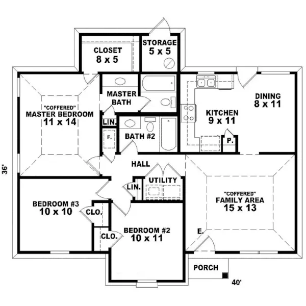 Ranch House Plan First Floor - Adonis Park Ranch Home 087D-0007 - Search House Plans and More