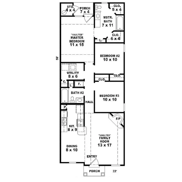 Traditional House Plan First Floor - Redmond Ridge Narrow Lot Home 087D-0009 - Shop House Plans and More