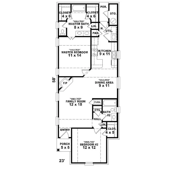 First Floor - Heron Narrow Lot Ranch Home 087D-0010 - Shop House Plans and More