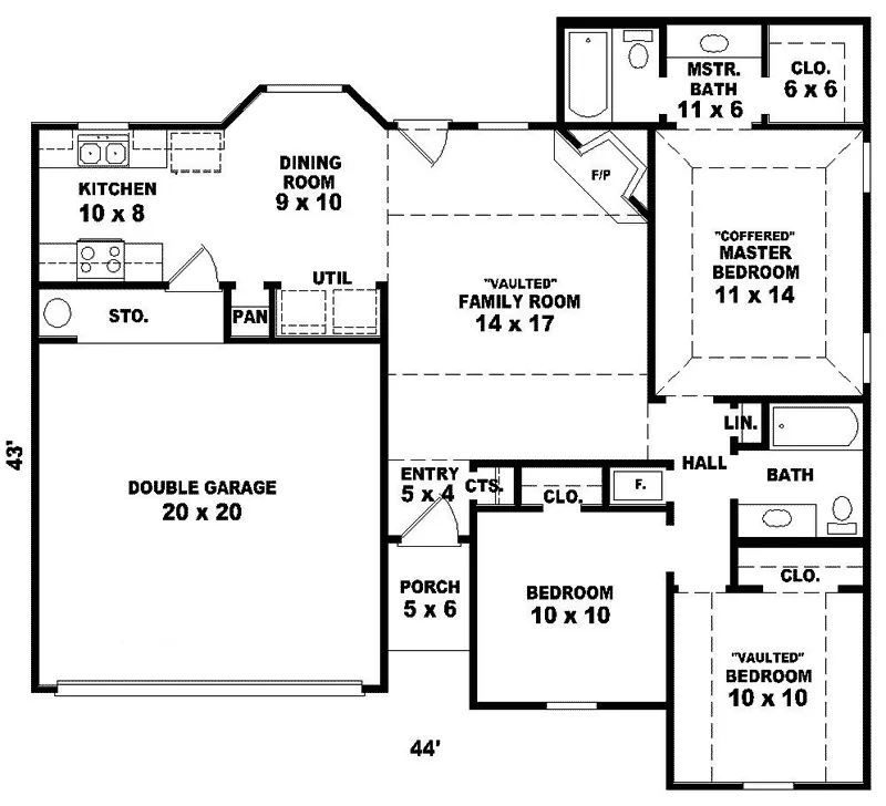 Ranch House Plan First Floor - Pelham Ranch Home 087D-0012 - Shop House Plans and More