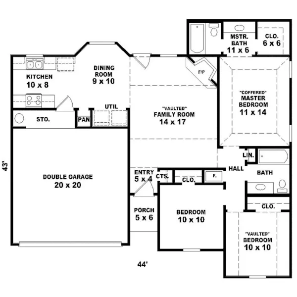 Florida House Plan First Floor - Pelham Ranch Home 087D-0012 - Shop House Plans and More