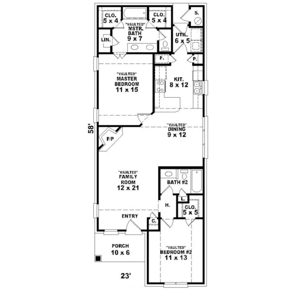 Ranch House Plan First Floor - Chamblin Narrow Lot Ranch Home 087D-0014 - Search House Plans and More