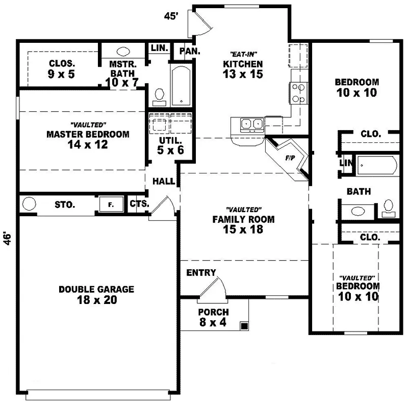 Southern House Plan First Floor - Lingerwood Ranch Home 087D-0015 - Shop House Plans and More