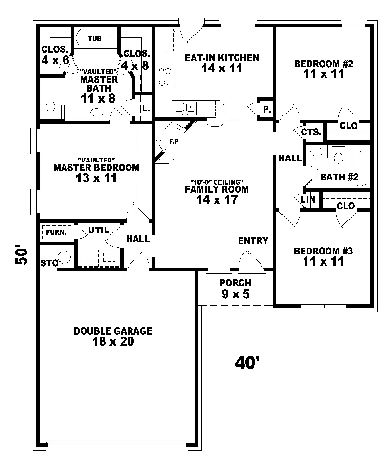 Ranch House Plan First Floor - Hartwell Narrow Lot Home 087D-0019 - Search House Plans and More
