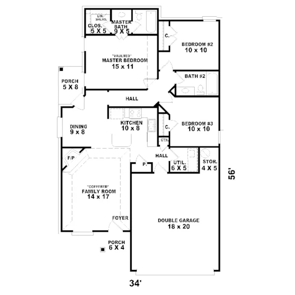 Traditional House Plan First Floor - Sorrell Narrow Lot Home 087D-0022 - Shop House Plans and More