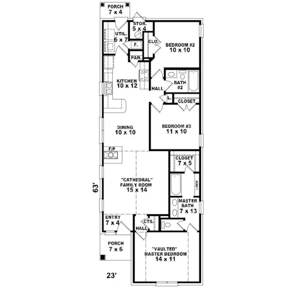 Country House Plan First Floor - Grass Valley Country Ranch Home 087D-0029 - Search House Plans and More