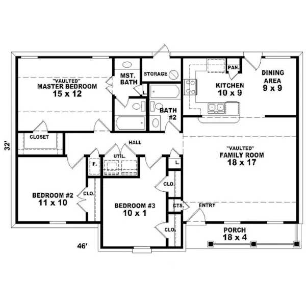 Ranch House Plan First Floor - Axel Ranch Home 087D-0031 - Search House Plans and More