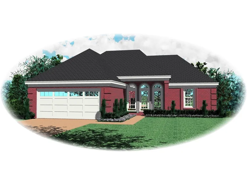 Traditional House Plan Front of Home - Caraway European Ranch Home 087D-0039 - Search House Plans and More