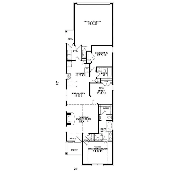 Vacation House Plan First Floor - Cahokia Narrow Lot Home 087D-0041 - Search House Plans and More