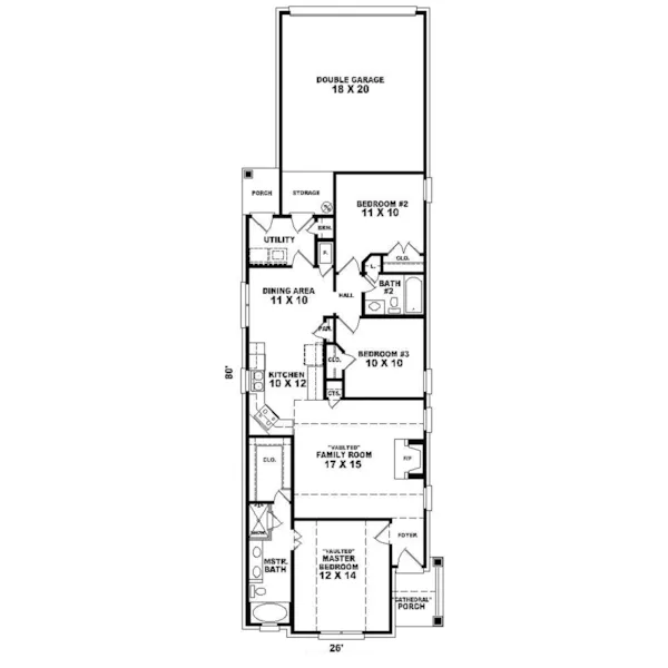 Southern House Plan First Floor - Travella One-Story Home 087D-0043 - Shop House Plans and More