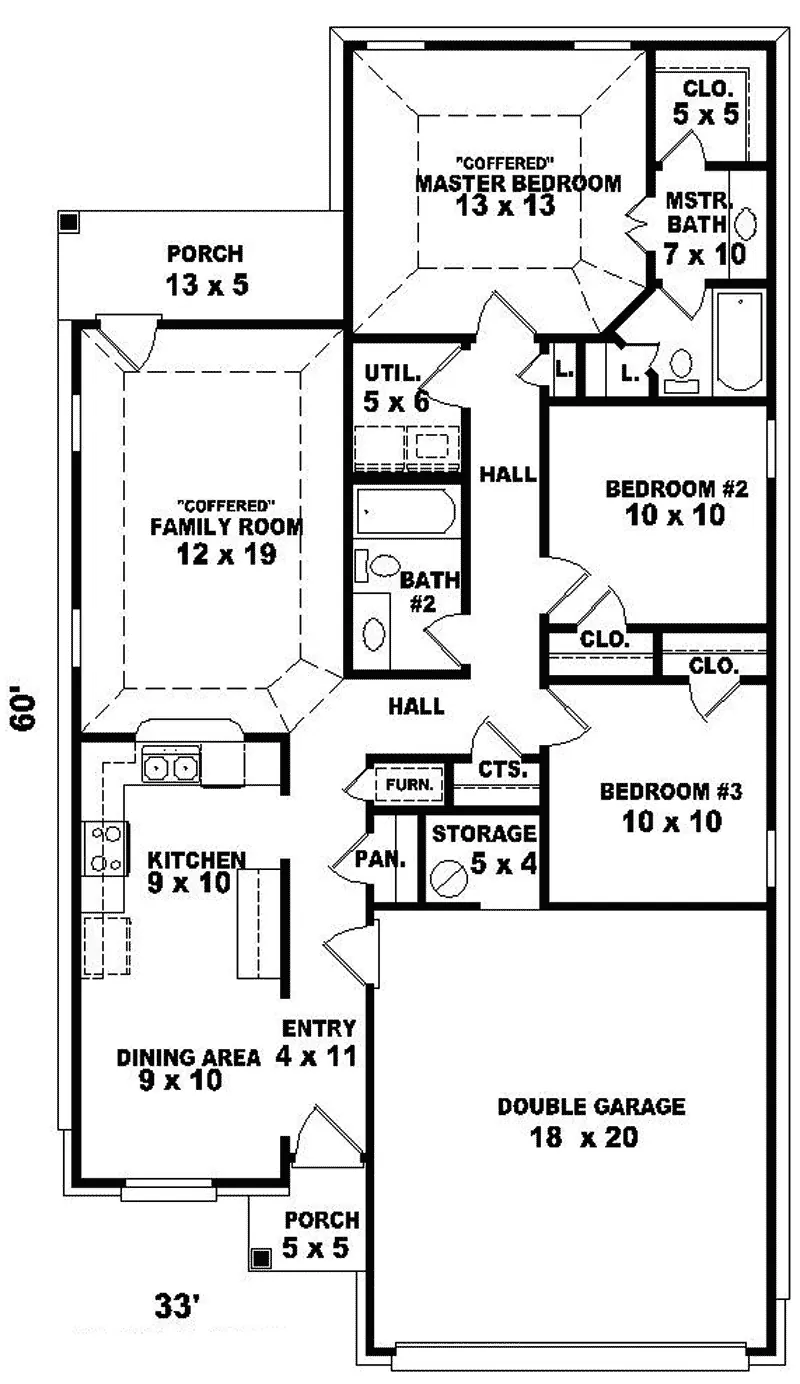 Ranch House Plan First Floor - Roanoke Place  Ranch Home 087D-0044 - Shop House Plans and More