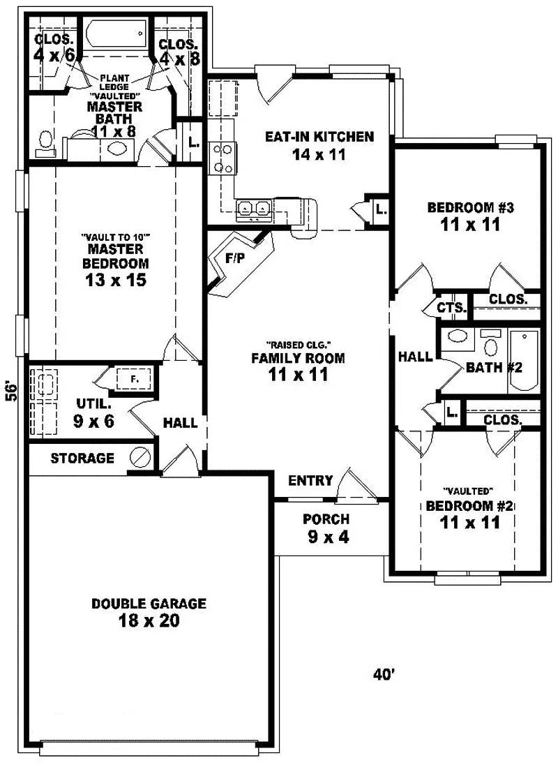 Ranch House Plan First Floor - Royalbrook Ranch Home 087D-0046 - Shop House Plans and More