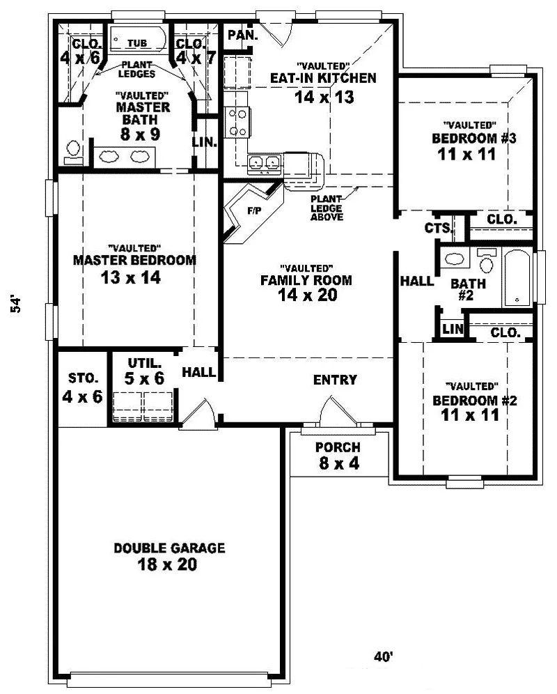 Ranch House Plan First Floor - Elmwood Farm Ranch Home 087D-0047 - Search House Plans and More