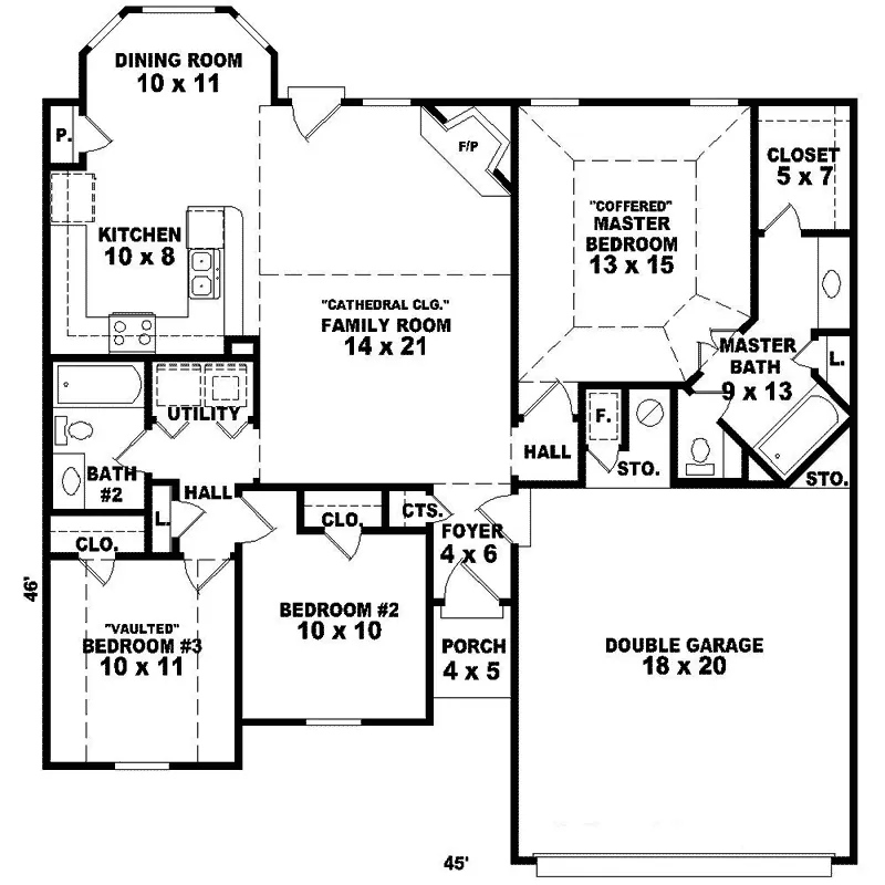 Southern House Plan First Floor - Coolidge Grove Ranch Home 087D-0048 - Search House Plans and More