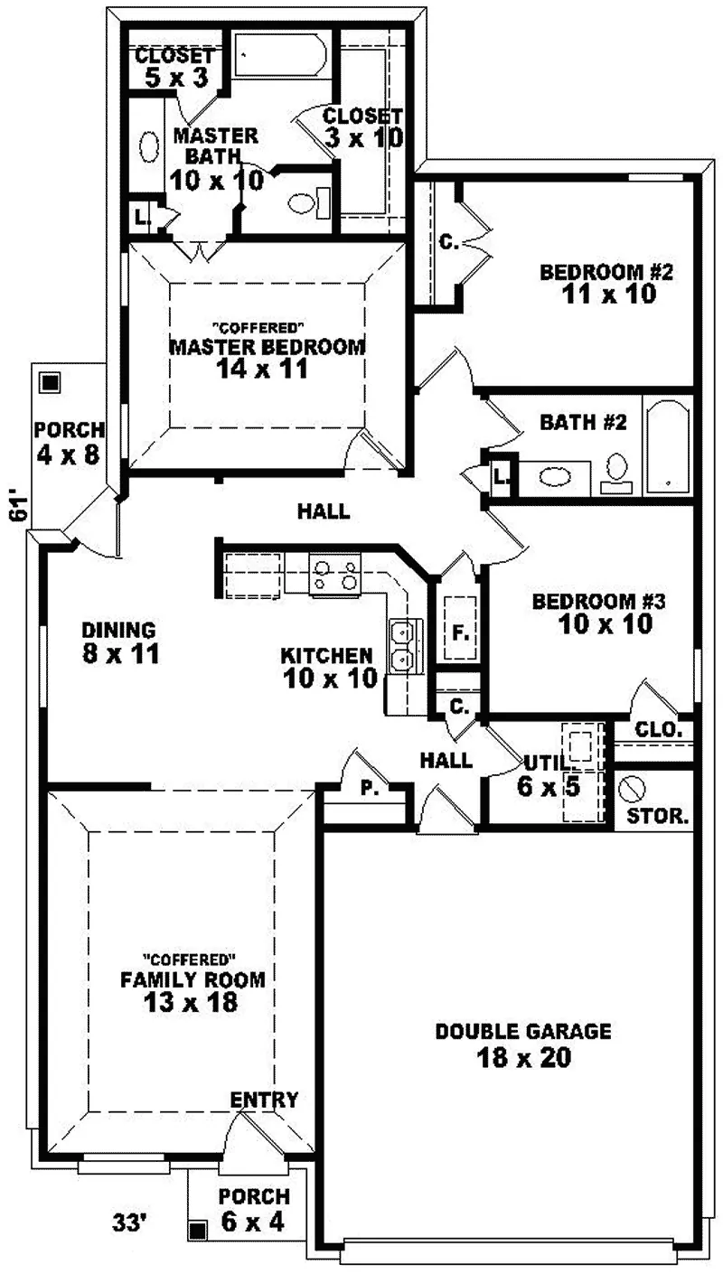 Ranch House Plan First Floor - Nightingale Country Ranch Home 087D-0049 - Shop House Plans and More