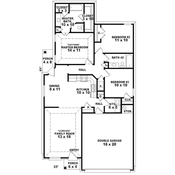 Ranch House Plan First Floor - Nightingale Country Ranch Home 087D-0049 - Shop House Plans and More