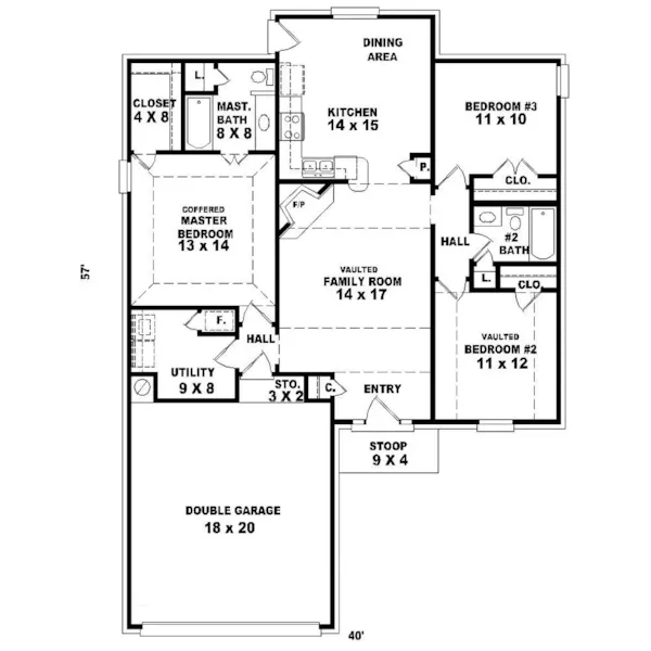 Traditional House Plan First Floor - Abbott Run Ranch Home 087D-0051 - Search House Plans and More