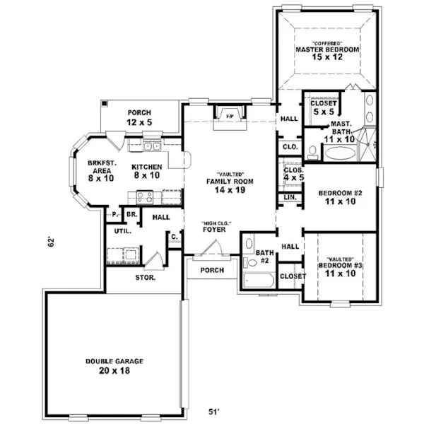 Country House Plan First Floor - Hubert Ranch Home 087D-0054 - Search House Plans and More