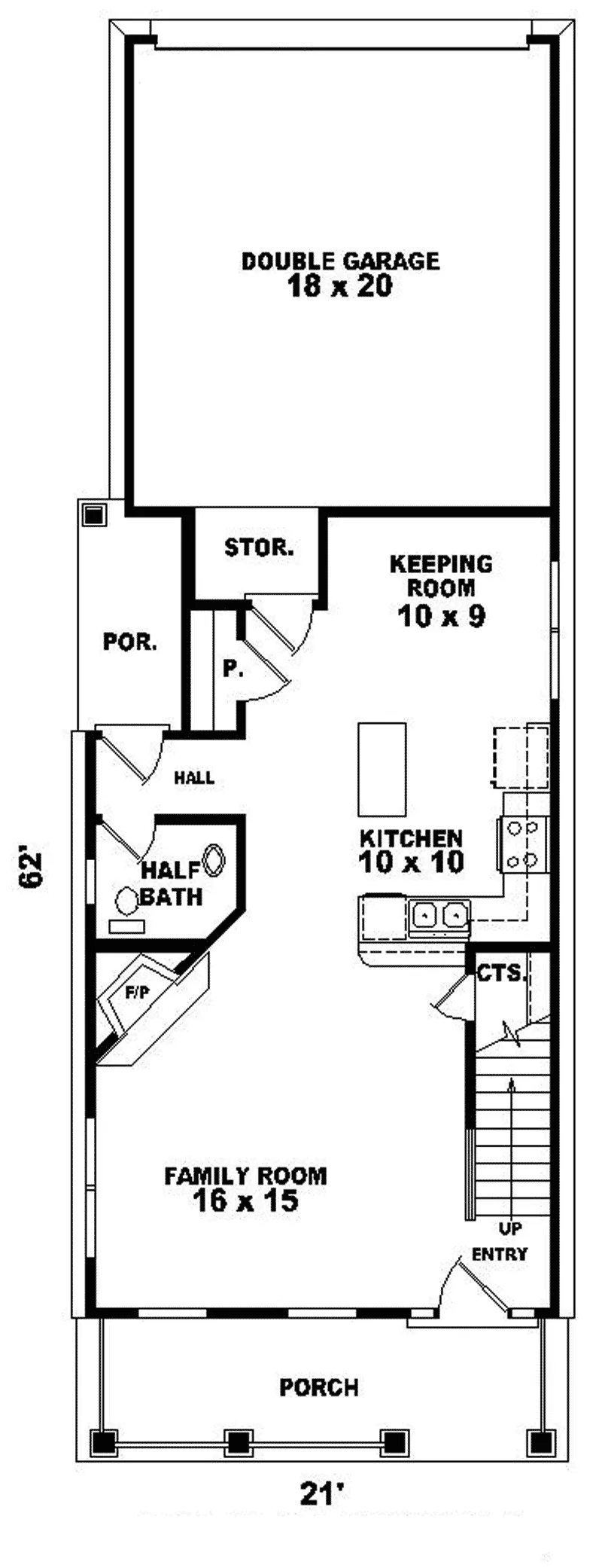 Vacation House Plan First Floor - Clarence Crest Country Home 087D-0056 - Search House Plans and More