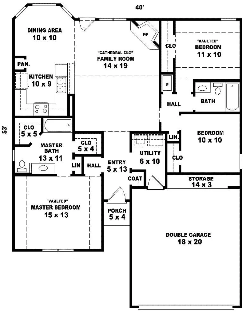 Southern House Plan First Floor - Sherwood Oak Country Home 087D-0057 - Shop House Plans and More