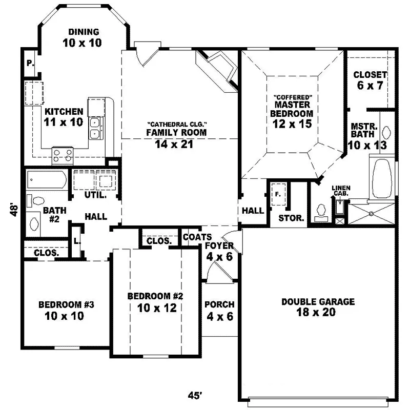 Southern House Plan First Floor - Glenhollow Ranch Home 087D-0058 - Search House Plans and More