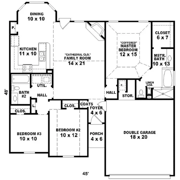 Country House Plan First Floor - Glenhollow Ranch Home 087D-0058 - Search House Plans and More