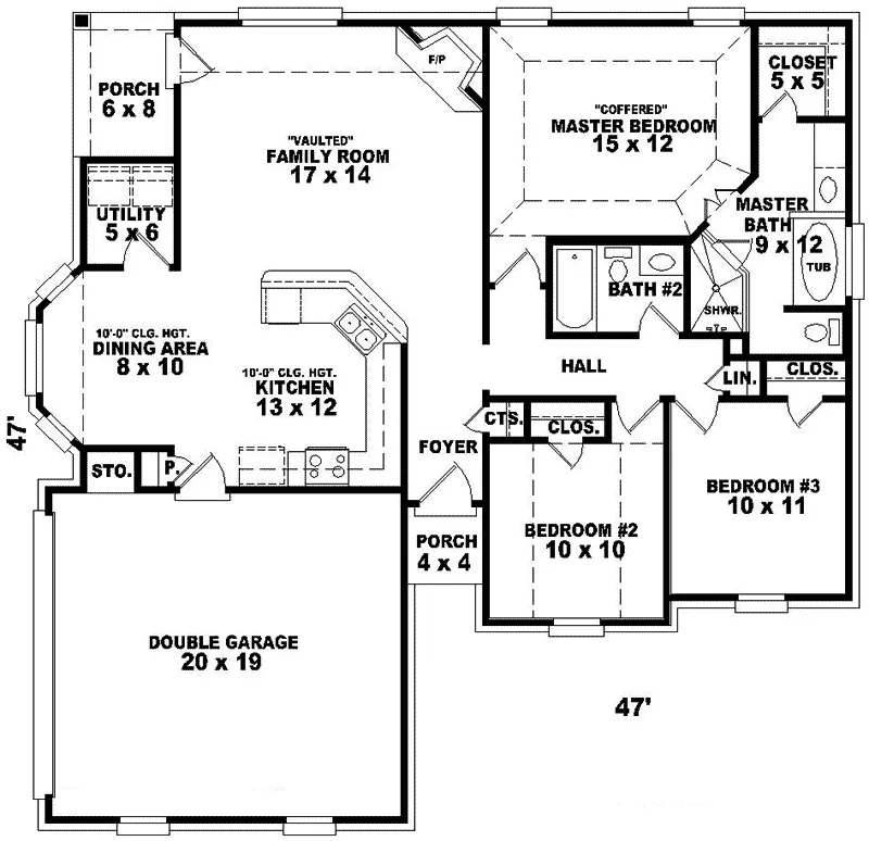 Traditional House Plan First Floor - Frailey Traditional Ranch Home 087D-0062 - Search House Plans and More