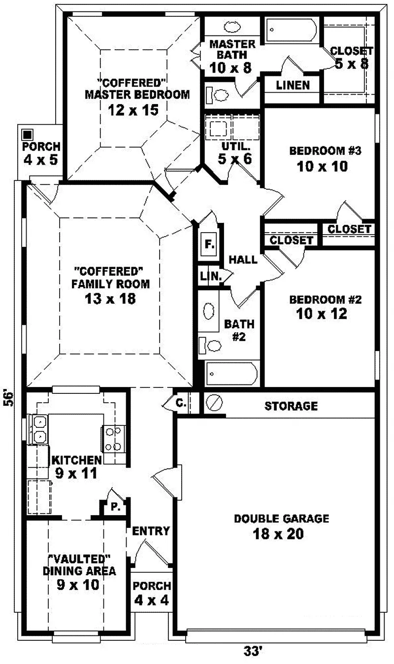 Southern House Plan First Floor - Selby Traditional Home 087D-0063 - Shop House Plans and More