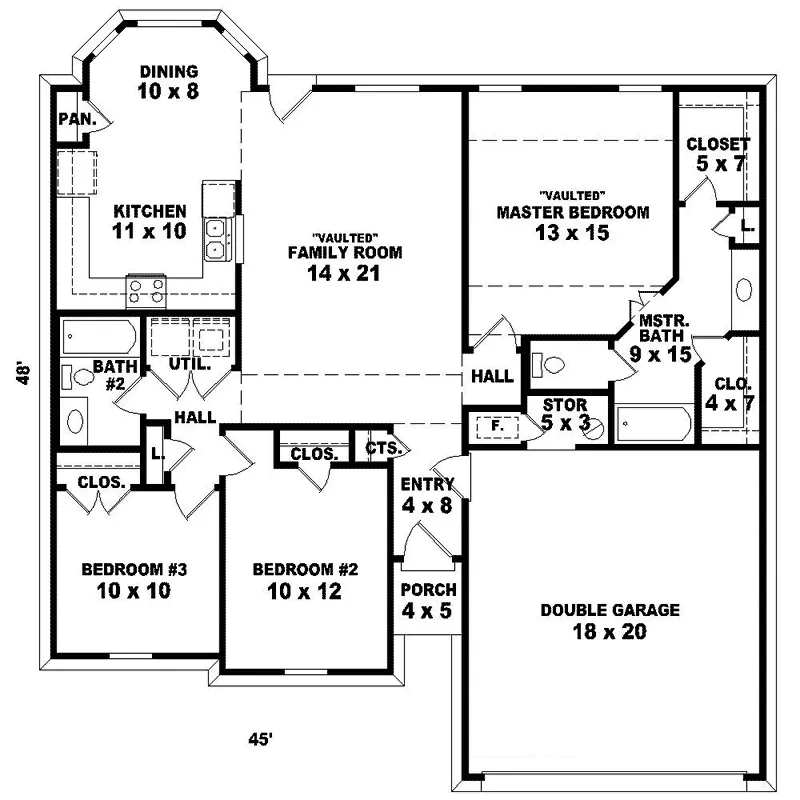 Traditional House Plan First Floor - Dittmer Pointe Ranch Home 087D-0064 - Search House Plans and More