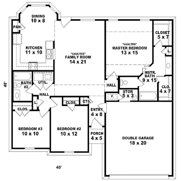 Country House Plan First Floor - Dittmer Pointe Ranch Home 087D-0064 - Search House Plans and More