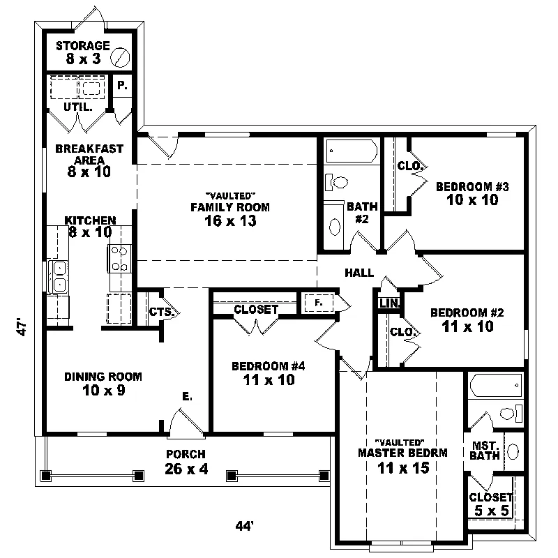 Traditional House Plan First Floor - Shiloh Valley Country Home 087D-0066 - Shop House Plans and More