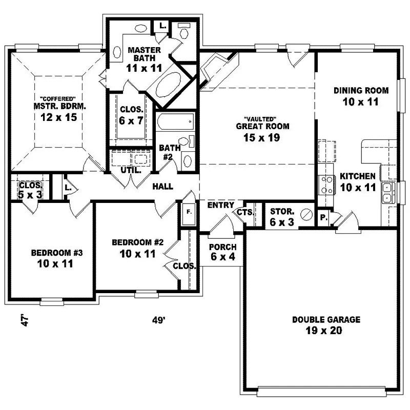 Florida House Plan First Floor - Carbonardo Ranch Home 087D-0069 - Search House Plans and More