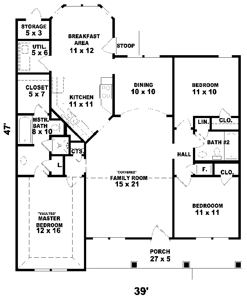 Traditional House Plan First Floor - Shady Hill Country Home 087D-0071 - Shop House Plans and More