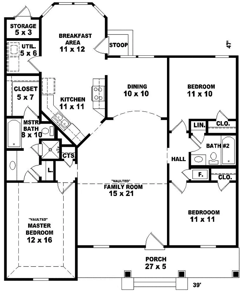 Arts & Crafts House Plan First Floor - Clarksburg Creek Colonial Home 087D-0072 - Search House Plans and More