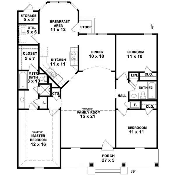 Arts & Crafts House Plan First Floor - Clarksburg Creek Colonial Home 087D-0072 - Search House Plans and More