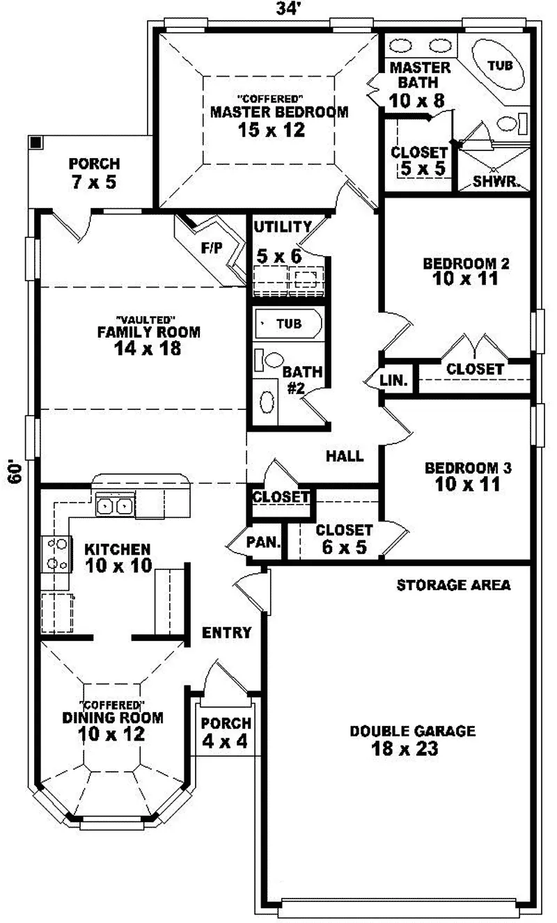 Traditional House Plan First Floor - Hansenway Narrow Lot Home 087D-0073 - Search House Plans and More