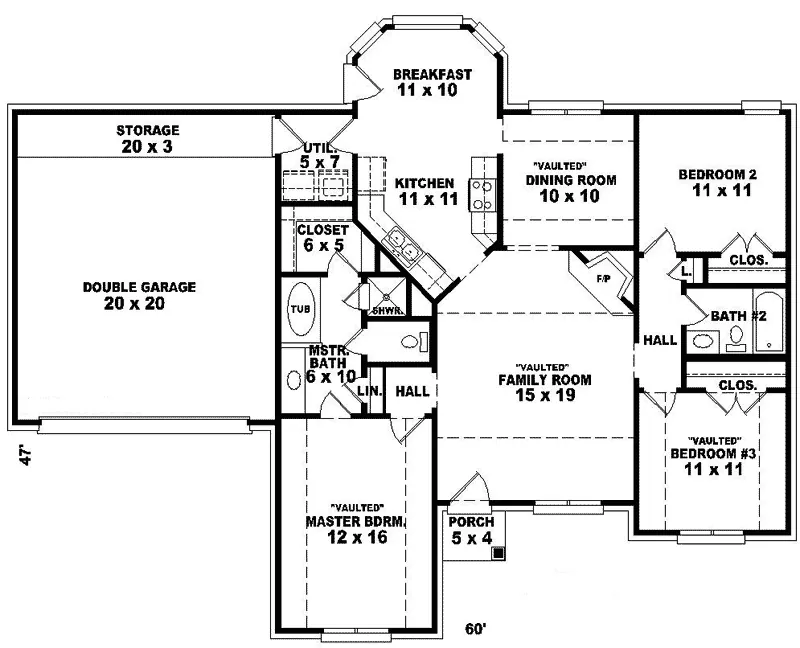 Ranch House Plan First Floor - Suffolk Place Ranch Home 087D-0074 - Shop House Plans and More